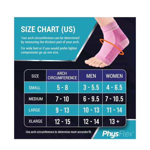 NWT-PhysFlex Unisex Size L Pink Compression Foot Sleeve Arch Support - Picture 6 of 7